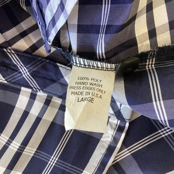Beluva San Francisco Button Up Shirt Crinkle Blue Plaid Long Sleeves Size L - Picture 4 of 11